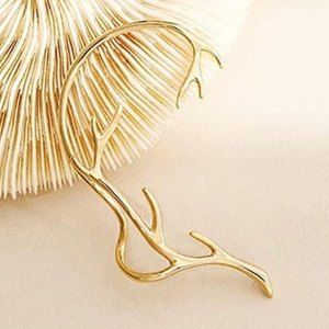 GOLD Tone Tree Coral Branch Ear Cuff Jewelry Earring